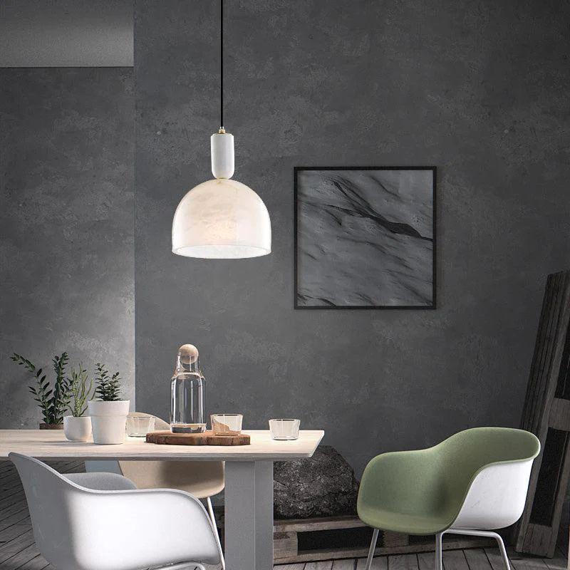 Alabaster Simple Bedside Pendant Light