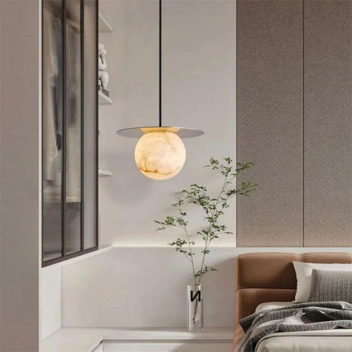 Alabaster Sphere Bedroom Pendant
