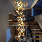 Verdant Branch Copper Vine Glass Flower Stairwell Chandelier by Blushlighting