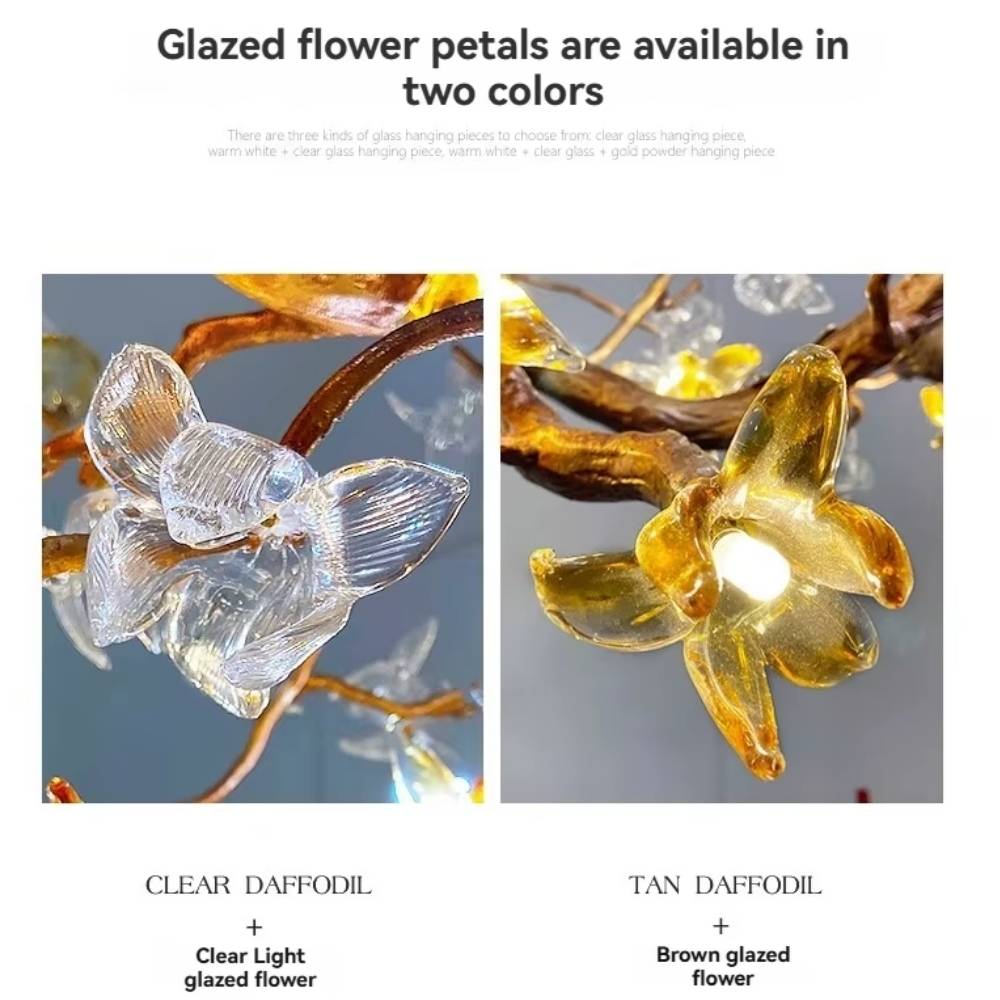 Verdant Branch Copper Vine Glass Flower Stairwell Chandelier by Blushlighting