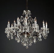 Rococo Iron & Crystal Round Chandelier 33''