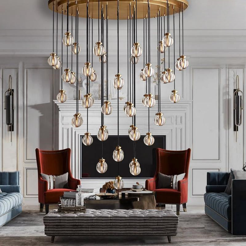 Pearls Round Chandelier 38"