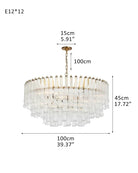 9 Light 20" Wide LED Lorelei Round Tiered Chandelier in Black Chain use for dining room 12-light-D100*H45CM D39.37"*H17.72" Brass American chandelier