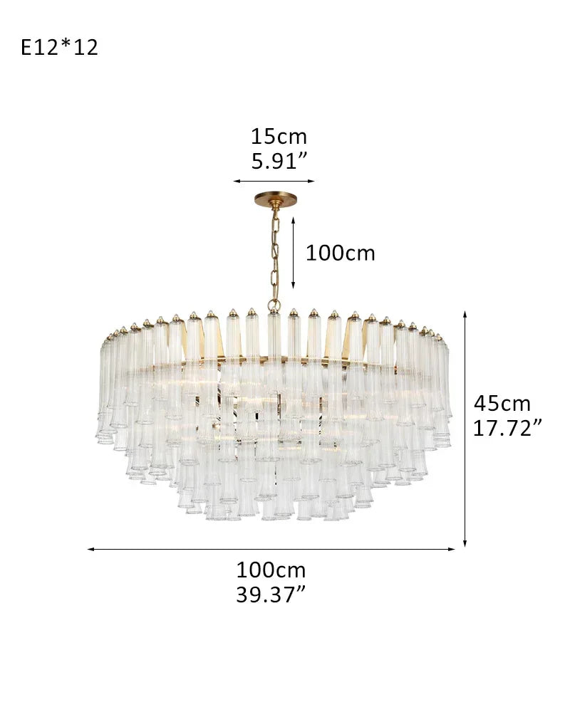 9 Light 20" Wide LED Lorelei Round Tiered Chandelier in Black Chain use for dining room 12-light-D100*H45CM D39.37"*H17.72" Brass American chandelier