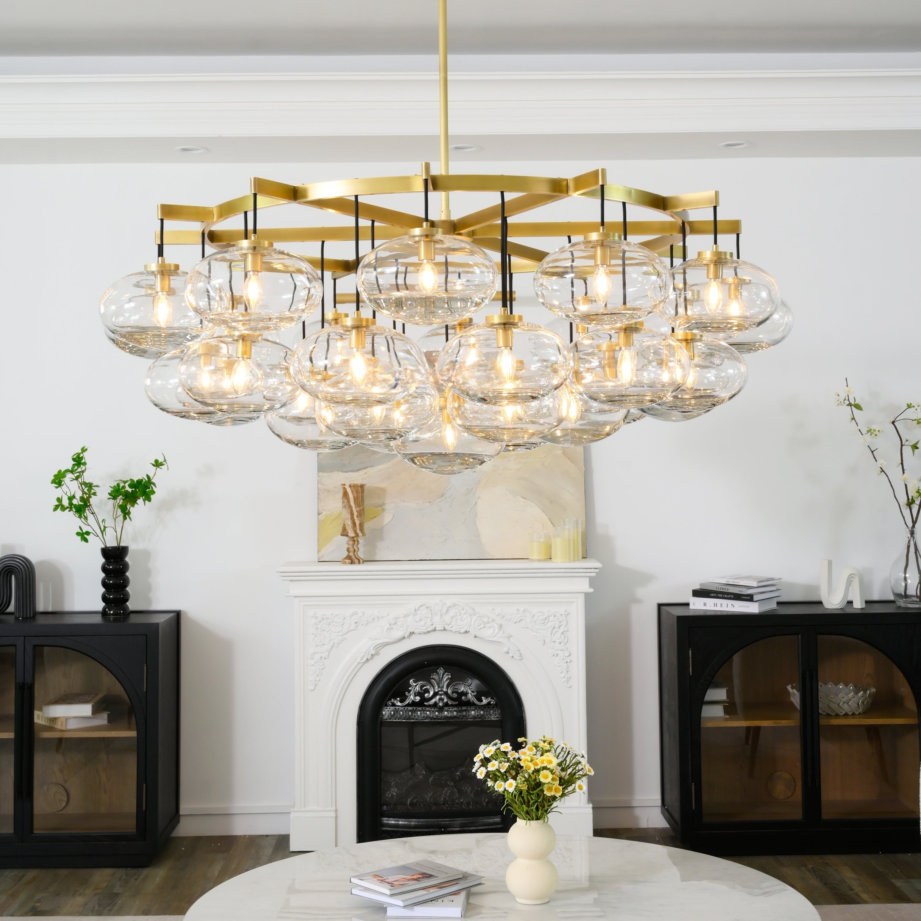 Cabrlet Clear Glass Round Chandelier 60"