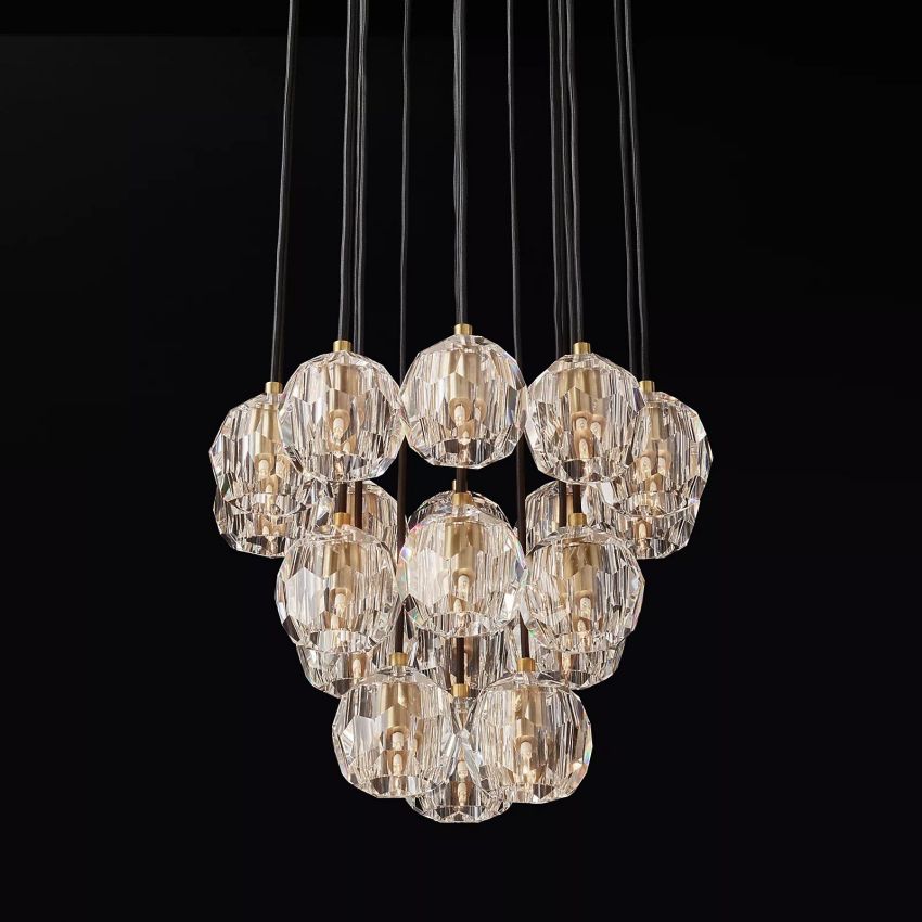 Bille De Crystal Round Cluster Chandelier 19''
