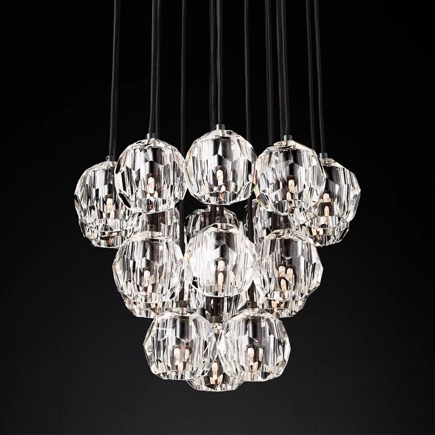 Bille De Crystal Round Cluster Chandelier 19''