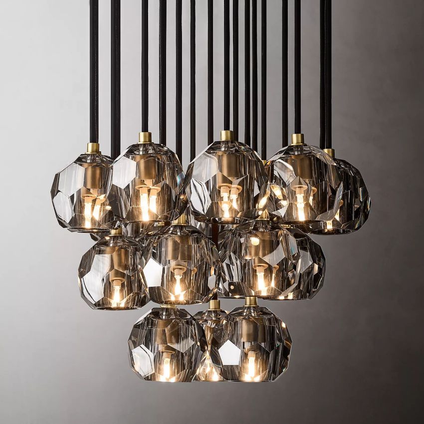 Bille De Crystal Round Cluster Chandelier 19''