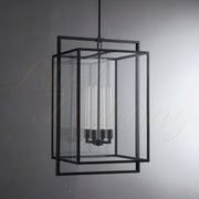 Caspian Modern Cuboid Pendant 34", Pendant Light Over Kitchen Island