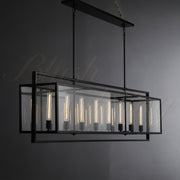 Caspian Rectangular Modern Chandelier 54", Light Fixture Over Dining Table