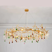 Modern Colorful Crystal Raindrop Branch Chandelier For Living Room