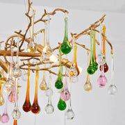 Modern Colorful Crystal Raindrop Branch Chandelier For Living Room