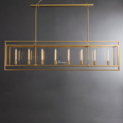 Baker Glass Lantern Rectangular Chandelier 72"