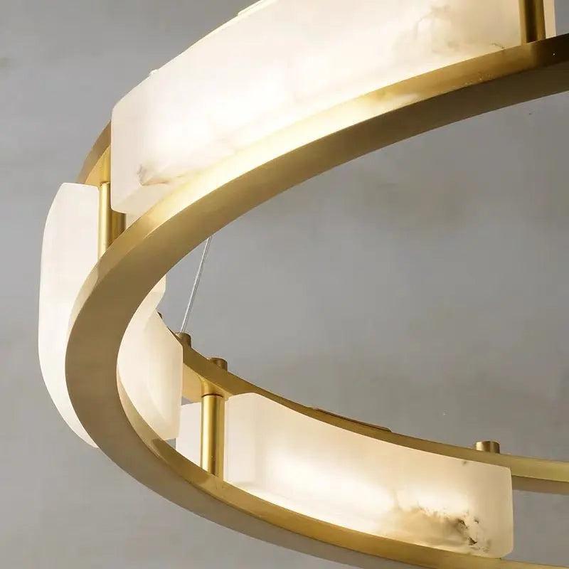 Spain Alabaster Brass Round Chandelier Lighting
