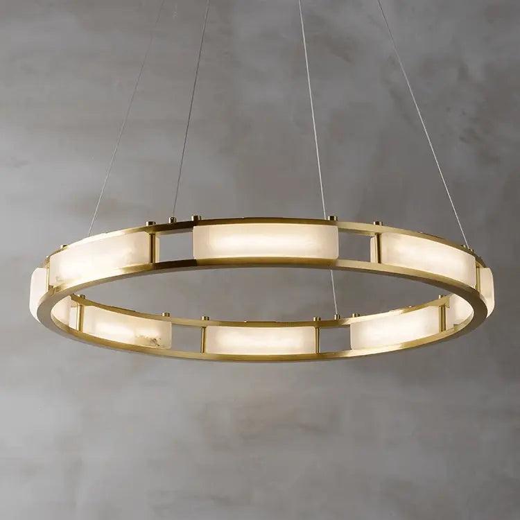 Spain Alabaster Brass Round Chandelier Lighting