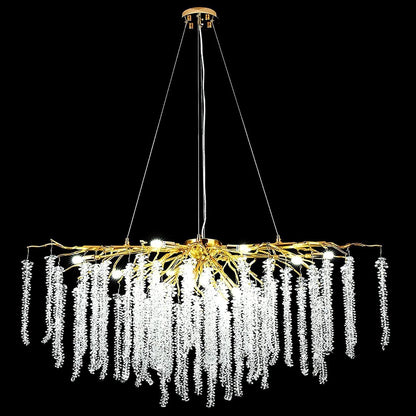 Doris White Crystal Rectangle Branch Chandelier GBUd 45"L