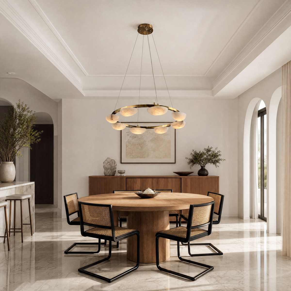 Ciottolo Modern Alabaster Ring Chandelier