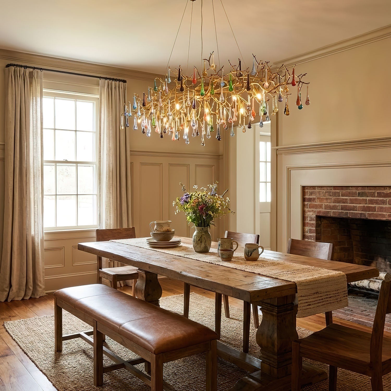 Colorful Raindrop Brass Branch Chandelier - Vakkerlight