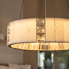 Cristallo Modern Alabaster Round Drum Chandelier