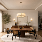 Cristallo Modern Alabaster Round Drum Chandelier