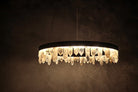 36 Inch Round Modern Chandelier Brass & Clear Geode Quartz Crystal Hanging Light