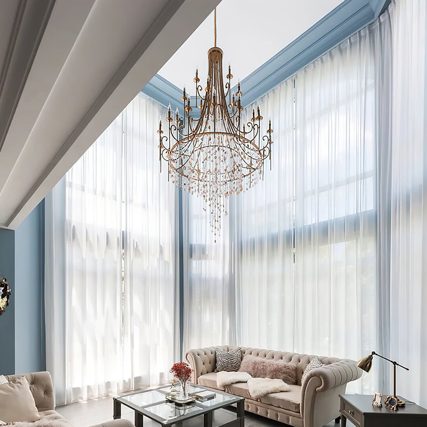 Tatum Lux Shell Crystal Chandelier - Blushlighting