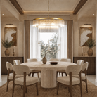 D800 Double-Layer Striped Column Round Pendant - Gold