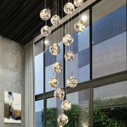 Glass ball chandelier /globe chandelier modern/glass globe chandelier/globe chandelier/ball chandelier/glass bulb chandelier/chandelier with glass balls/sphere chandelier modern Modern Long Sputnik Clear Glass Bubble Ball Ceiling Light Creative Minimalism Light Fixture for High Ceiling Villa/ Duplex Living Room/ Hallway/ Staircase