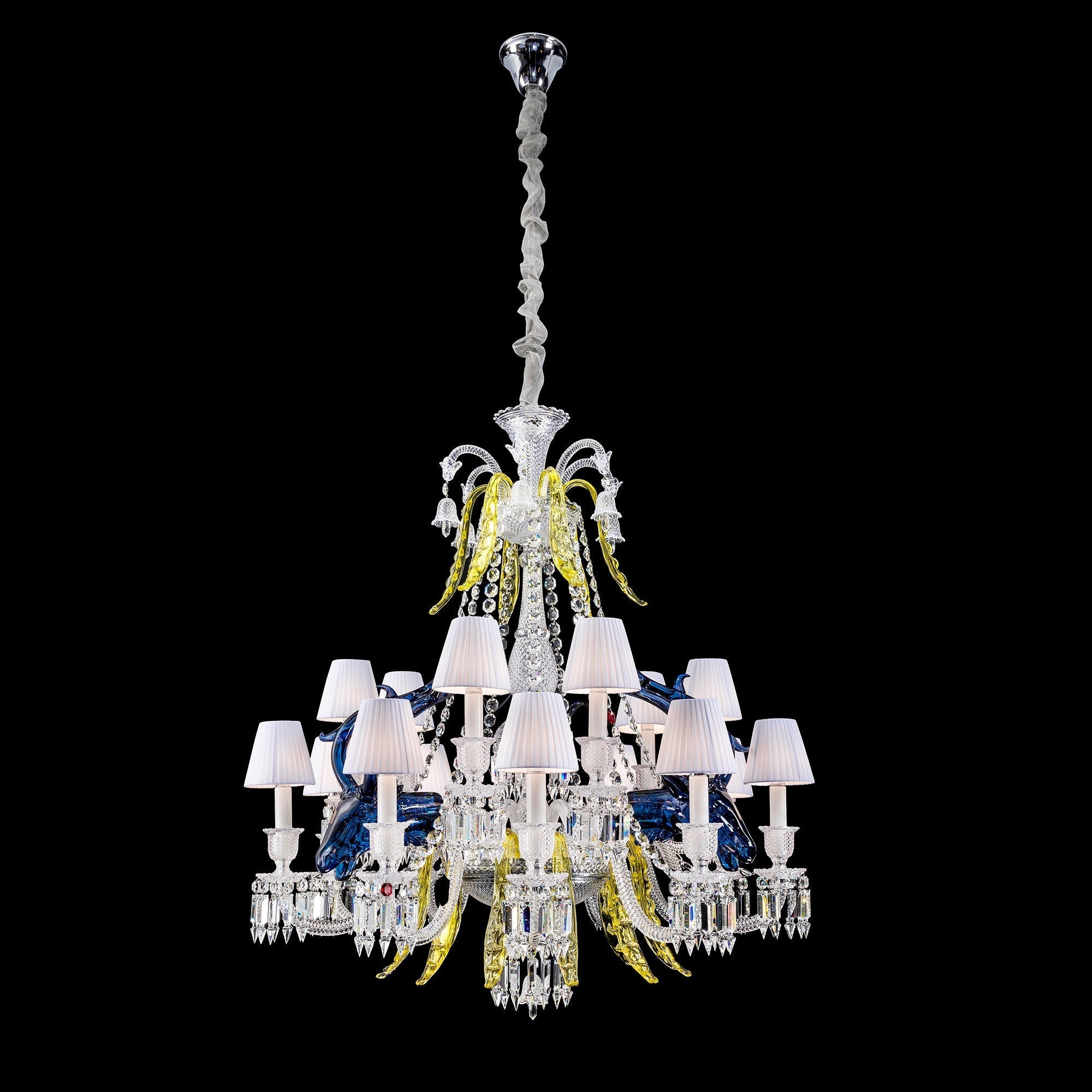 Traditional CBUorful Candle Branch Blue Deer Crystal Chandelier for Living Room/Dining Room