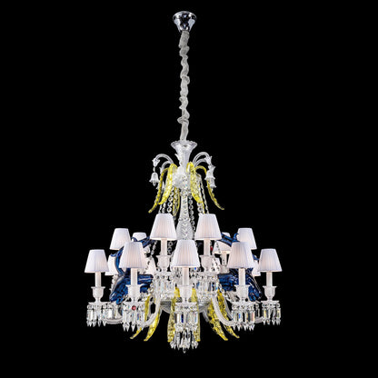 Traditional CBUorful Candle Branch Blue Deer Crystal Chandelier for Living Room/Dining Room