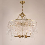 Aletta Melting Drop Crystal Glass Round Chandelier