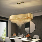 Decorative Gold Round Crystal Living Room Chandelier Light Oval Pendant Lamp For Dining Room Kitchen Table