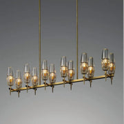 Dave Glass Brass Linear Chandelier Light for Dining Room