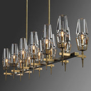 Dave Glass Brass Linear Chandelier Light for Dining Room