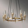 Dave Glass Brass Round Chandelier Light for Dining Room