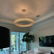 Luna Halo Round Chandelier For Living Room, Modern Elegant Chandelier For the Foyer