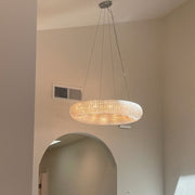 Luna Halo Round Chandelier For Living Room, Modern Elegant Chandelier For the Foyer 59"