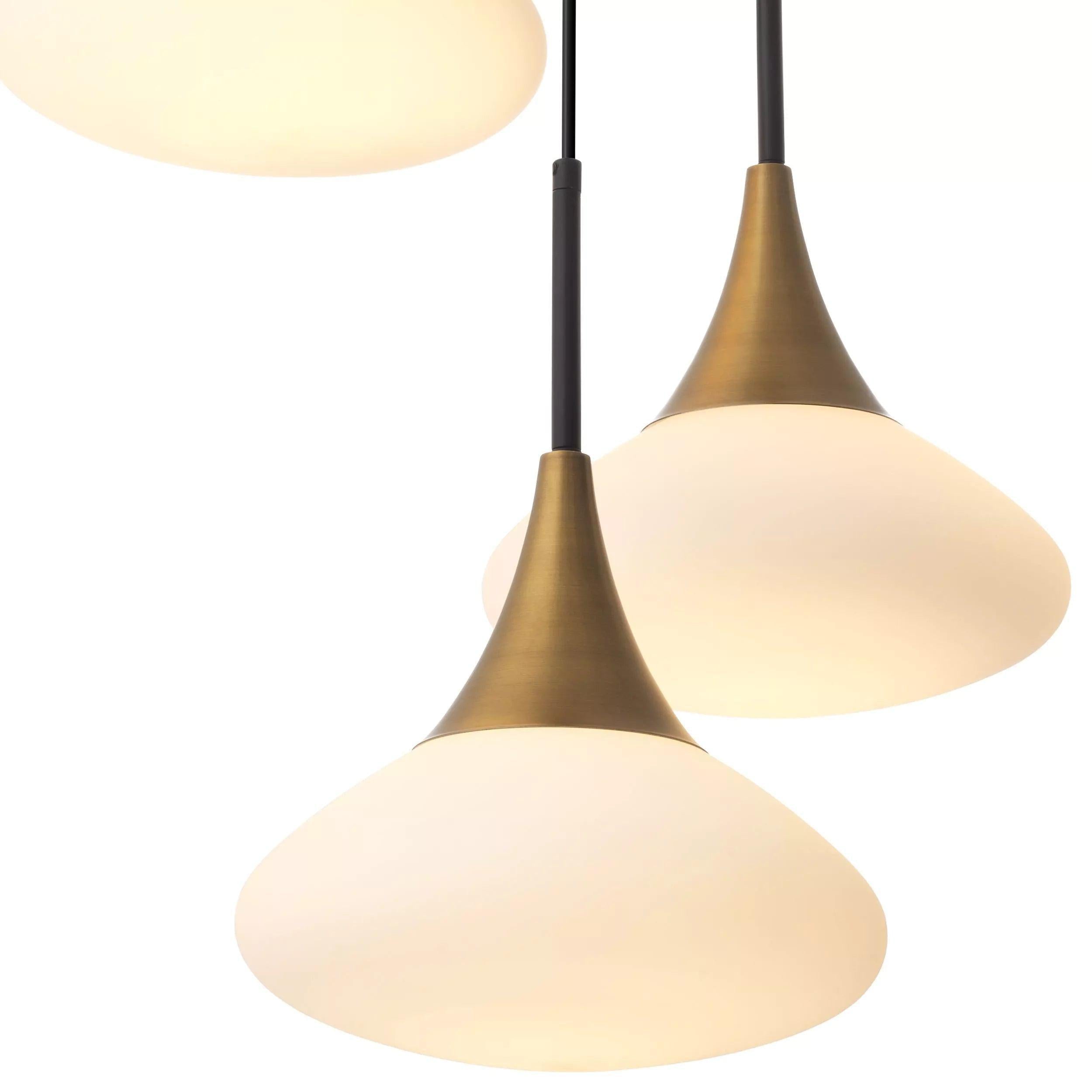 Duco S Modern Brass Chandelier - Antique Brass Finish | White Glass | Black Finish | Alabaster
