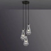 Rain Glass Round Chandelier 3 Lights (Cord)