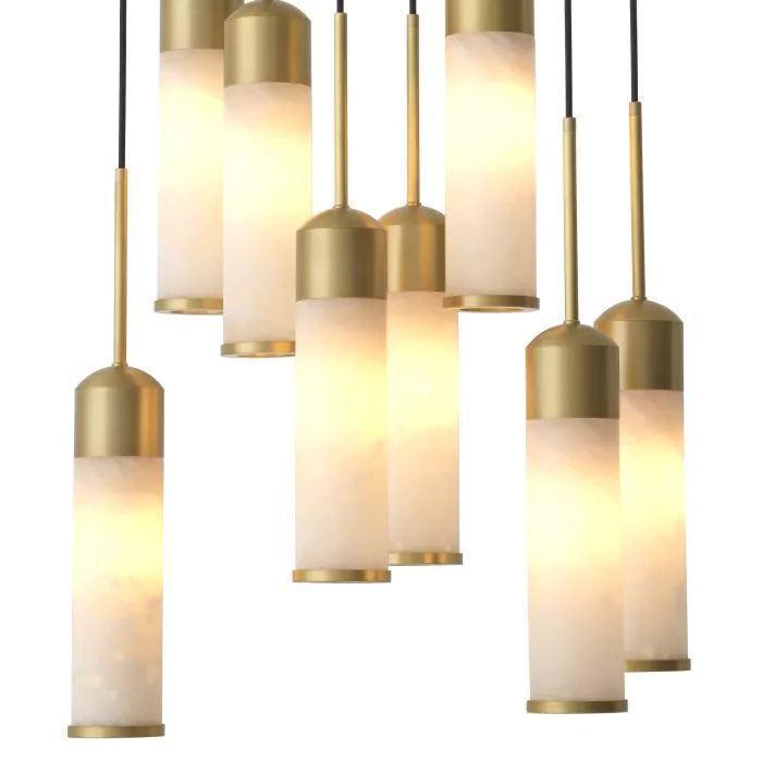 EOS Modern Brass Chandelier - Antique Brass Finish | Alabaster