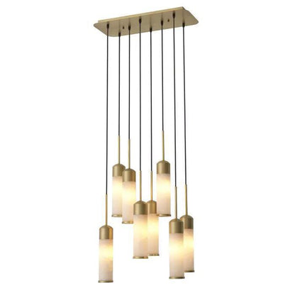 EOS Modern Brass Chandelier - Antique Brass Finish | Alabaster