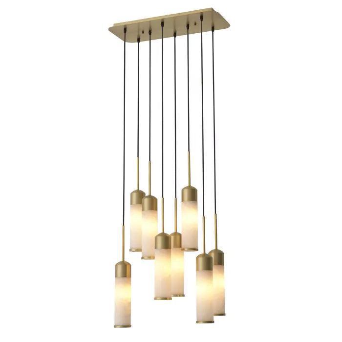 EOS Modern Brass Chandelier - Antique Brass Finish | Alabaster