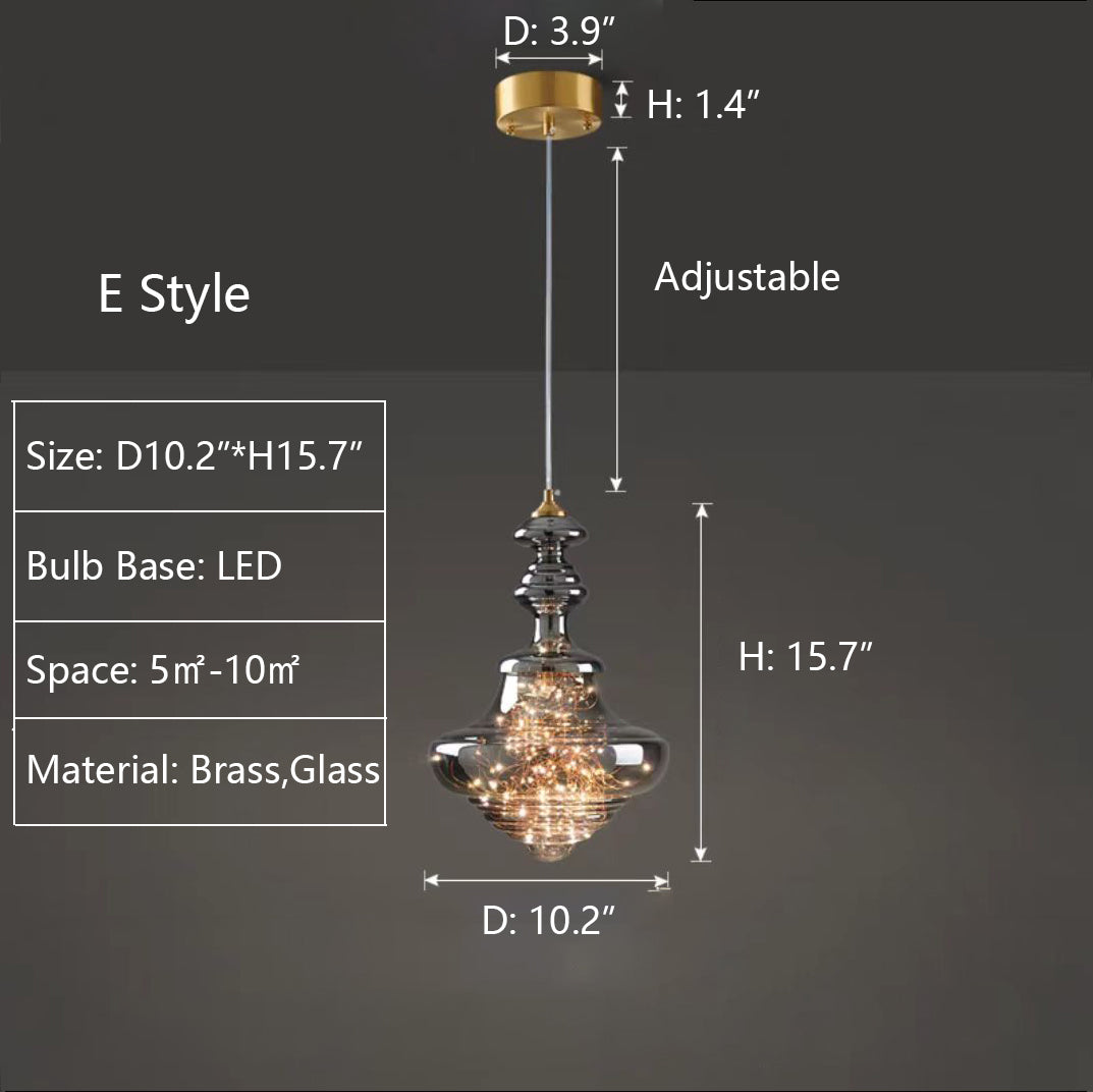 E: D10.2"*H15.7" pendant,chandelier,chandeliers,glass,brass,star,art,designer recommended,dining table,kitchen island,bar,dining bar