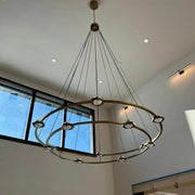 Elara Planet Modern Round Two-Tier Chandelier For Living Room, Foyer Chandelier