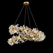 Elegant Brass Branch Chandelier Crystal Leaves Pendant Light For Living/ Bedroom Decor