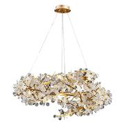 Elegant Brass Branch Chandelier Crystal Leaves Pendant Light For Living/ Bedroom Decor