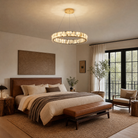 Ellery Crystal&Alabaster Round Ring Chandelier