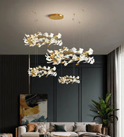 Blushlighting® Ceramic petals gold ceiling chandelier for living room, dining room, bedroom 47.2x39.4x31.5x23.6 / Warm Light / Dimmable