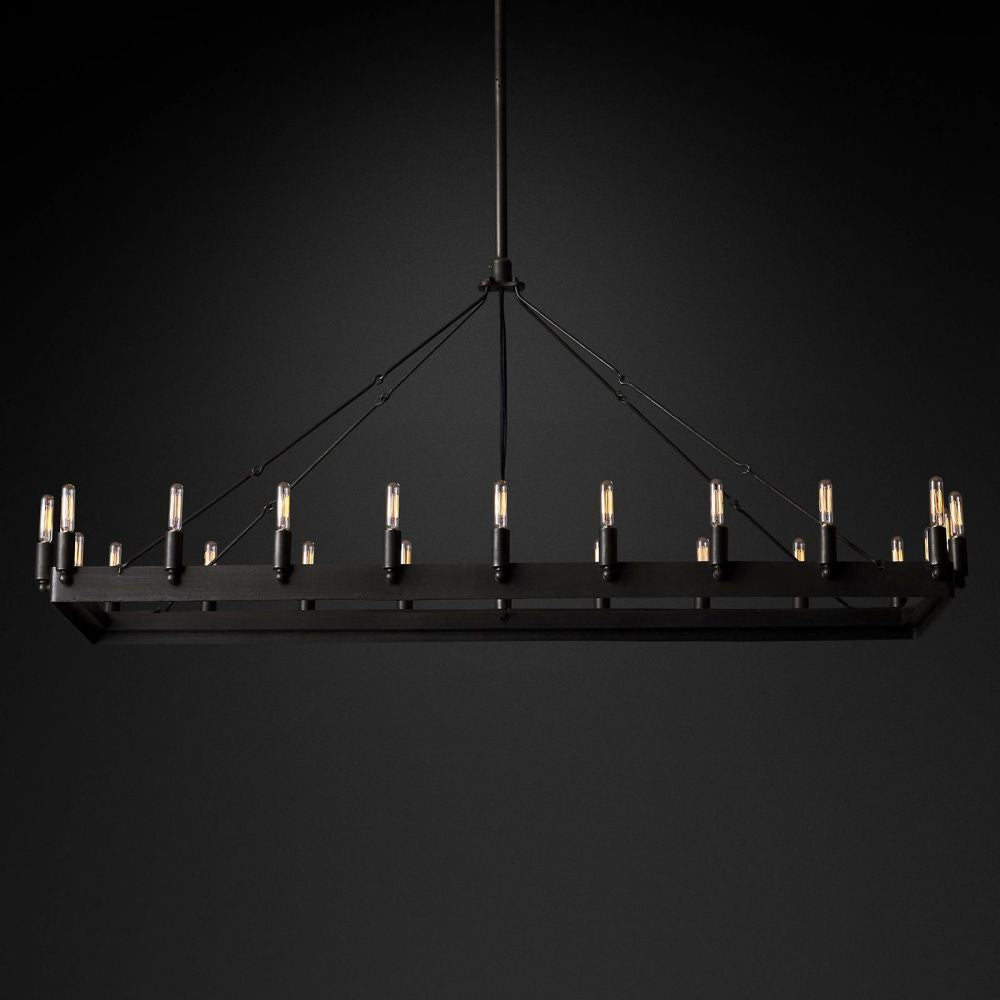Camina Vintage Filament Rectangle Chandelier 52‘’L