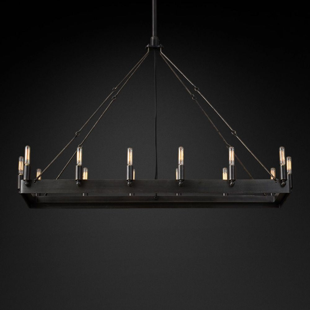 Camina Vintage Filament Rectangle Chandelier 41‘’L